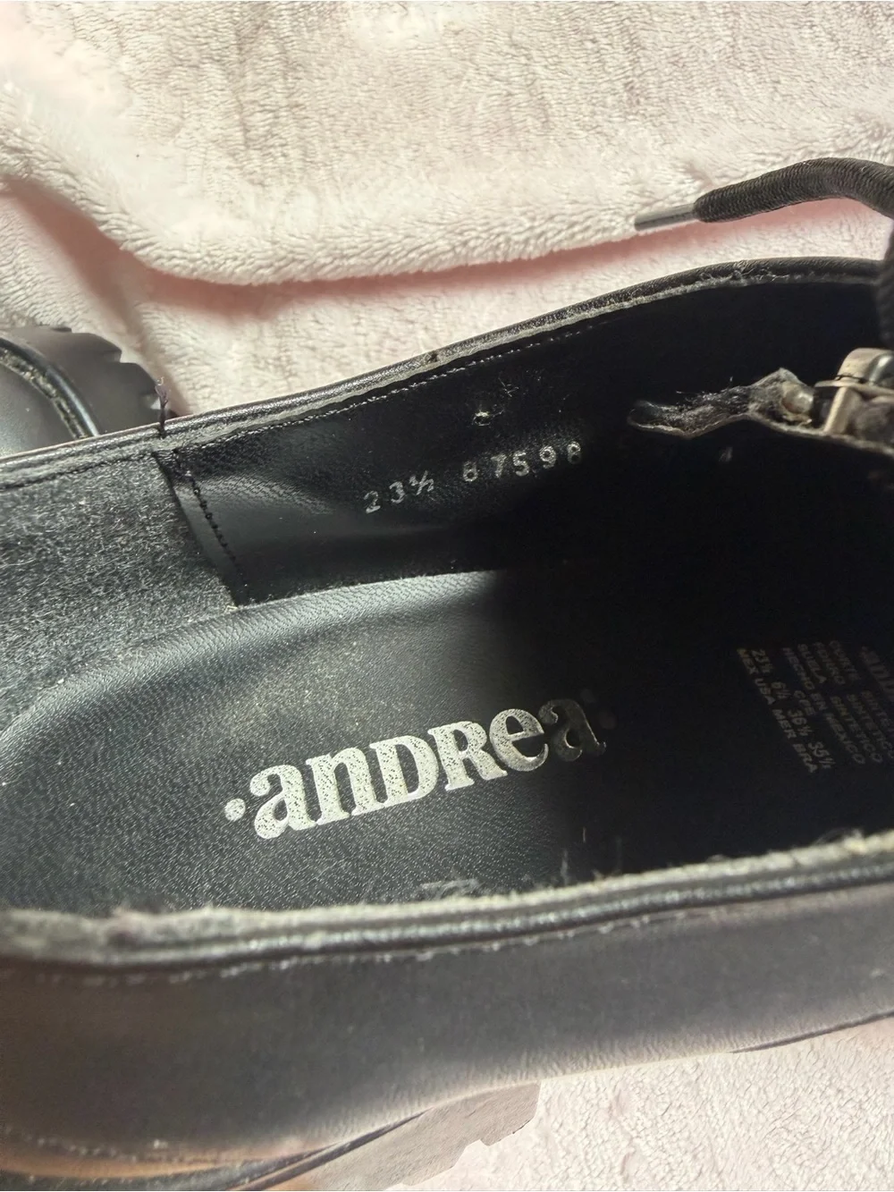 ANDREA FENZI Black Leather Lug-Sole Oxford